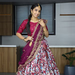 Thumbnail for Lehenga Mart Designer Bollywood Style Wedding Lehenga Choli - Wine - Distacart