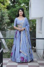 Thumbnail for Lehenga Mart Designer Bollywood Style Wedding Lehenga Choli - Firozi - Distacart
