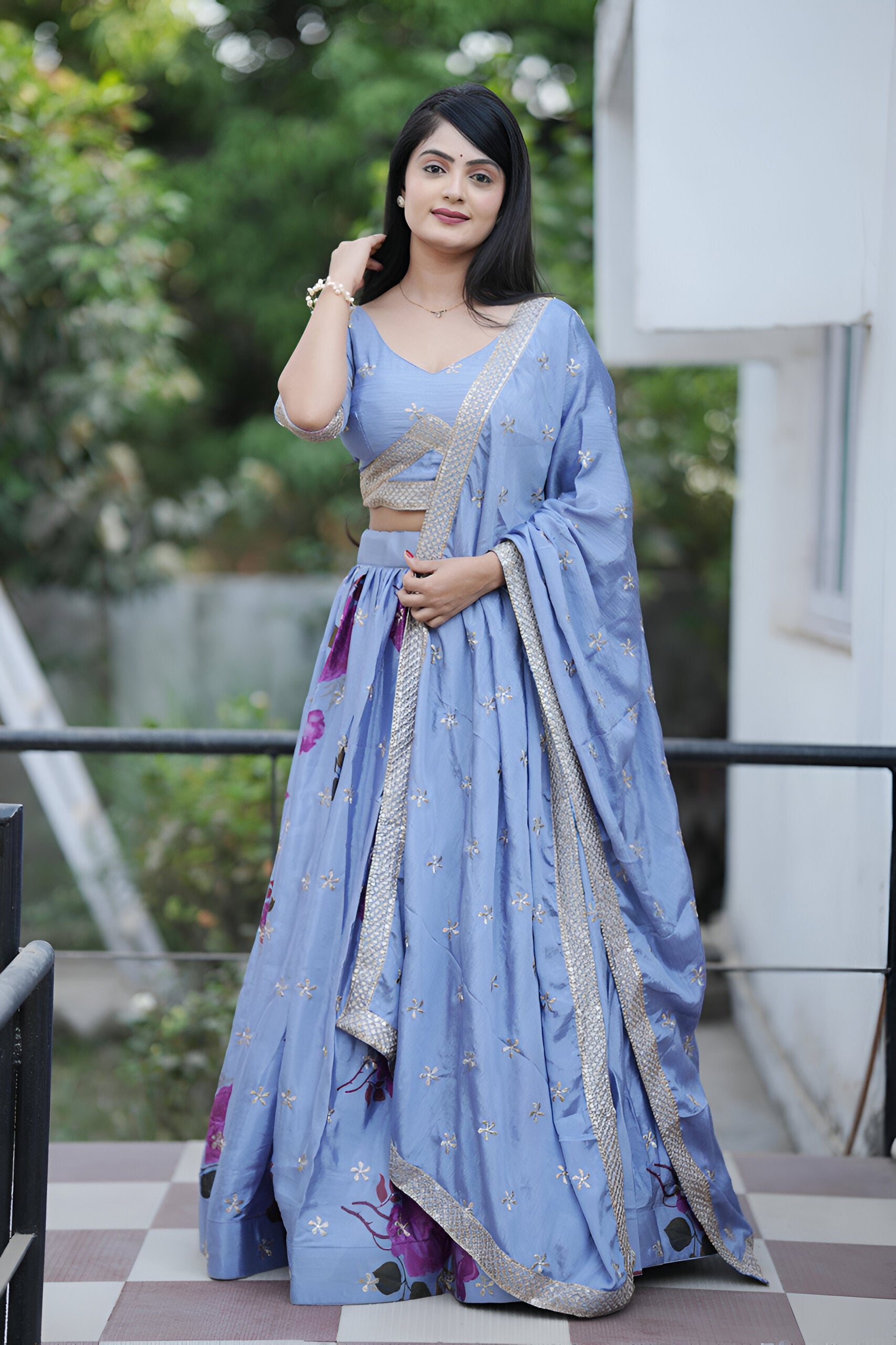 Lehenga Mart Designer Bollywood Style Wedding Lehenga Choli - Firozi - Distacart