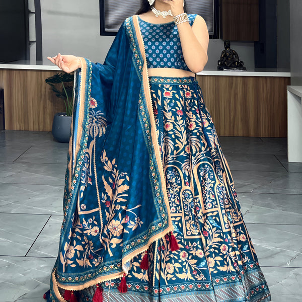 Lehenga Mart Designer Art Silk Printed Lehenga Choli - Rama - Distacart