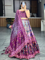 Thumbnail for Lehenga Mart Designer Art Silk Printed Lehenga Choli - Wine - Distacart