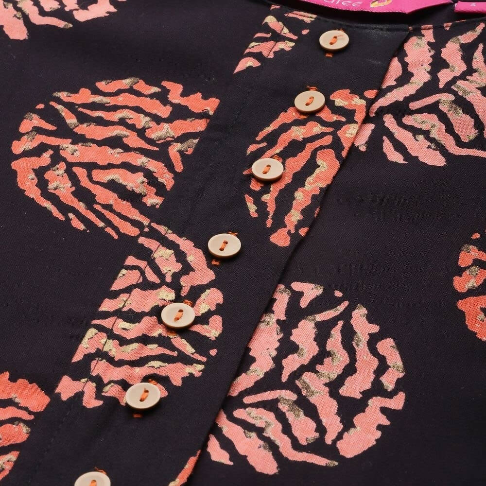 Anubhutee Women's Rayon Regular Black Printed A-Line Kurta - Distacart
