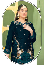 Thumbnail for Anaita Green Velvet Suit with Embroidery Sequence Work