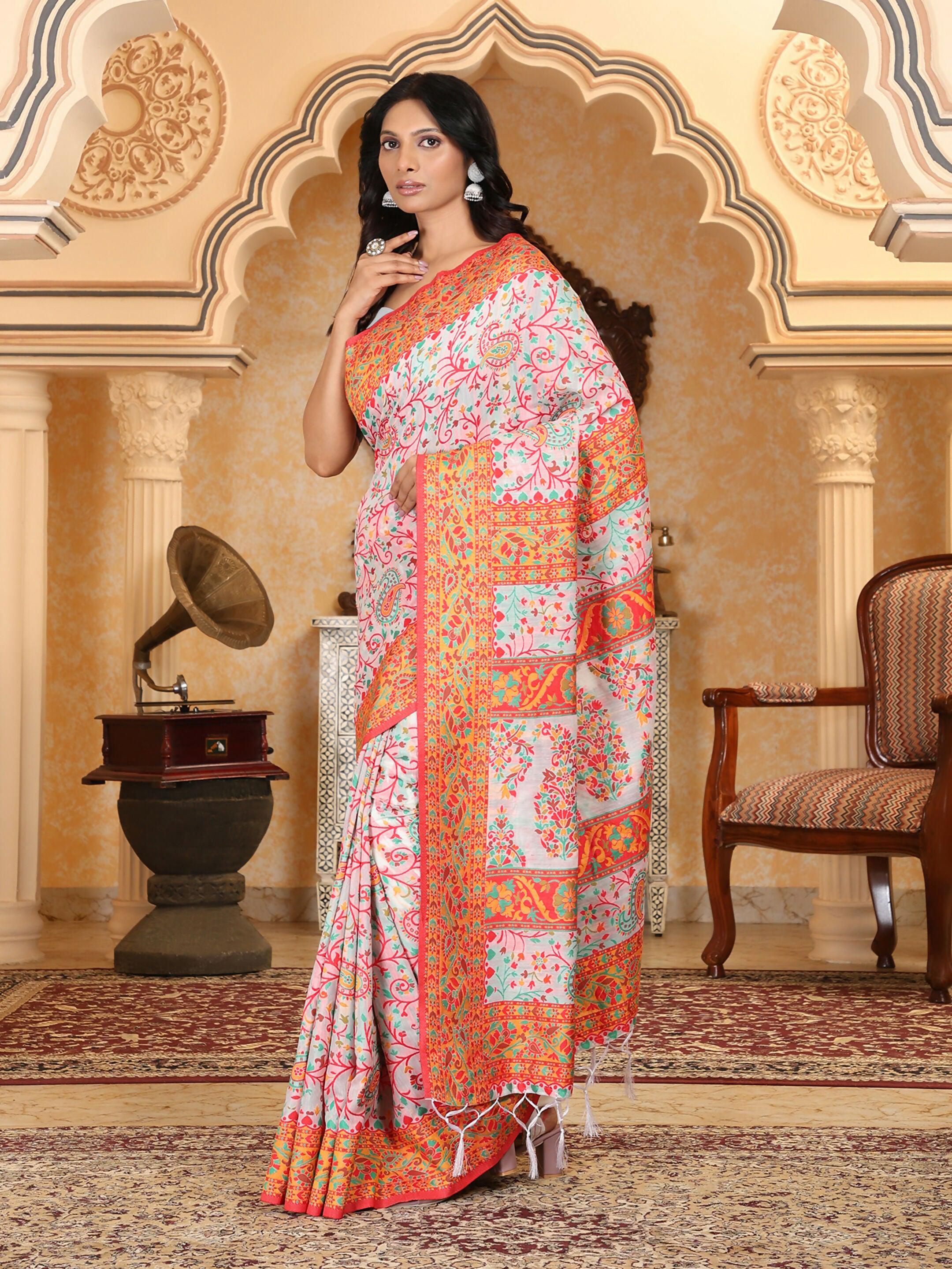 Astita Linen Cotton(Woven Work) Multicolour Saree