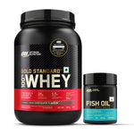 Thumbnail for Optimum Nutrition Gold Standard 100% Whey Protein Powder (Double Rich Chocolate) 907gm & Fish Oil-60 Capsules