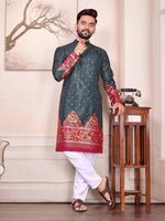 Thumbnail for Anaita Grey Dola Silk Straight Kurta With Foil Work - Distacart