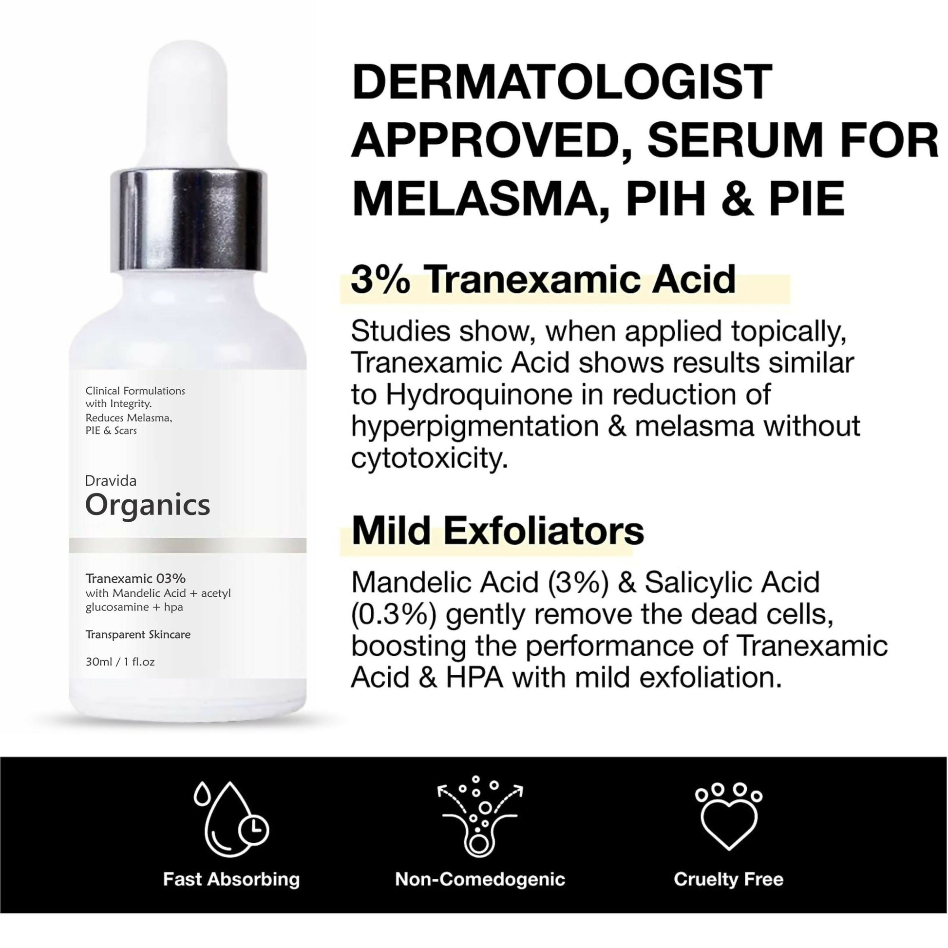 Dravida Organics 3% Tranexamic Acid Serum - Dista