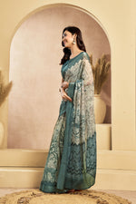 Thumbnail for Vastranavya Digital Printed Linen Ready To Wear Designer Saree with Unstitched Blouse - Distacart