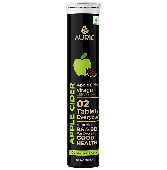 Auric Apple Cider Vinegar Effervescent Tablets with Vitamins B6, B12 - Distacart