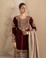 Thumbnail for Joban Fashion Maroon Sharara Georgette Sequence with Pearl work & Fancy Lace.