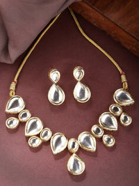 Thumbnail for NVR Women's Gold Kundan-Studded Handcrafted Jewellery Set - Distacart
