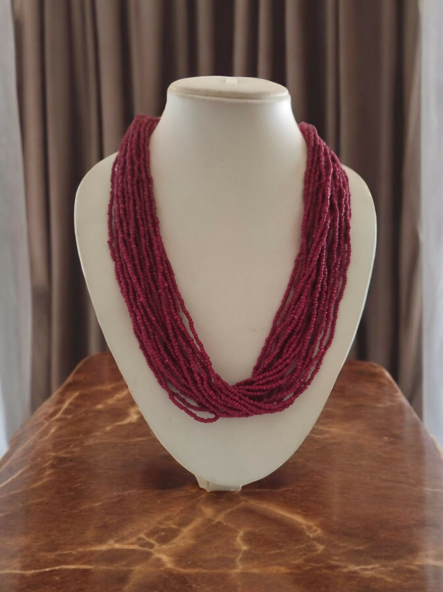 Inhanns Handmade Beaded Multilayer Necklace, 20 Layers - Wine - Distacart