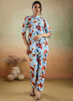Thumbnail for Prazu Fashion Sky Blue Printed Cotton Blend Co-Ord Set - Distacart