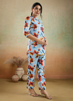 Thumbnail for Prazu Fashion Sky Blue Printed Cotton Blend Co-Ord Set - Distacart