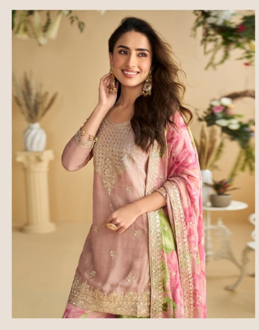 Aarshi Fashions Pink Silk Suits - Distacart