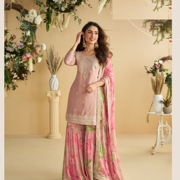 Aarshi Fashions Pink Silk Suits