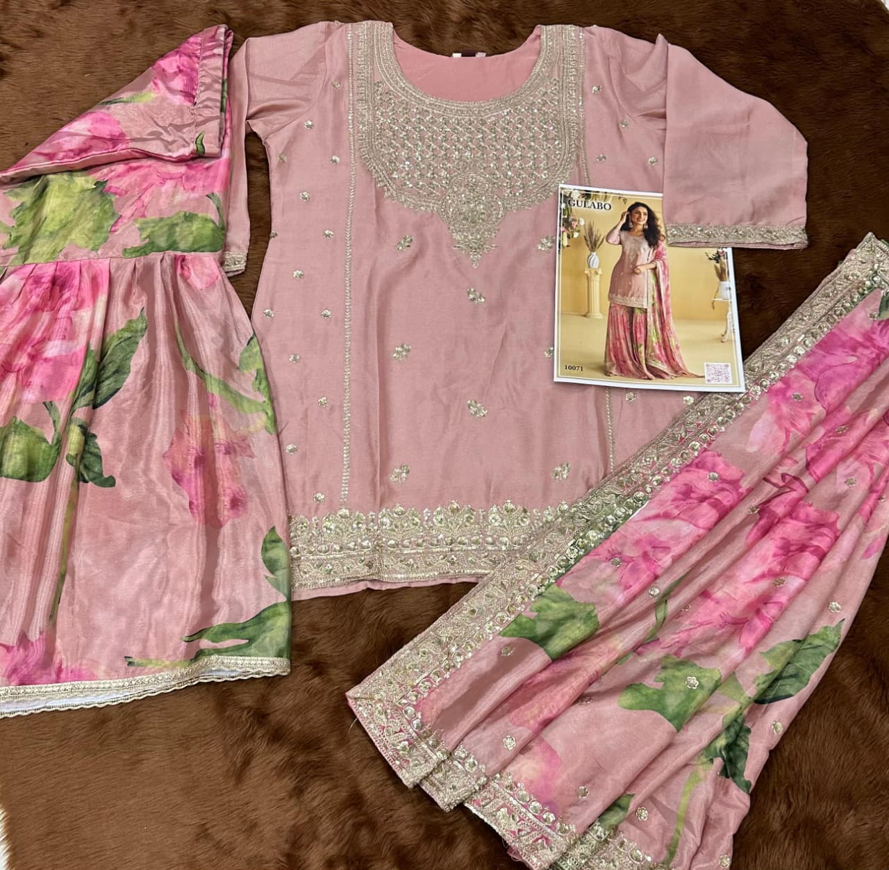 Aarshi Fashions Pink Silk Suits