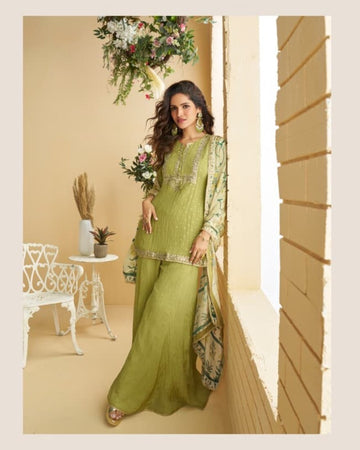 Aarshi Fashions Green Silk Suits - Distacart
