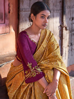 Thumbnail for NOZ2TOZ Women's Silk Blend Mustard Printed Designer Saree With Blouse Piece - Distacart