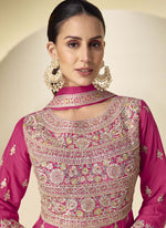 Thumbnail for Vegaa Fashion Pink Chinon Silk Embroidered Designer Anarkali Suit