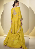 Thumbnail for Vegaa Fashion Yellow Chinon Silk Embroidered Designer Anarkali Suit
