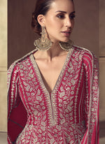 Thumbnail for Vegaa Fashion Rani Pink Chinon Silk Embroidered Designer Anarkali Suit