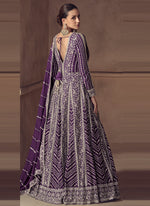 Thumbnail for Vegaa Fashion Purple Chinon Silk Embroidered Designer Anarkali Suit