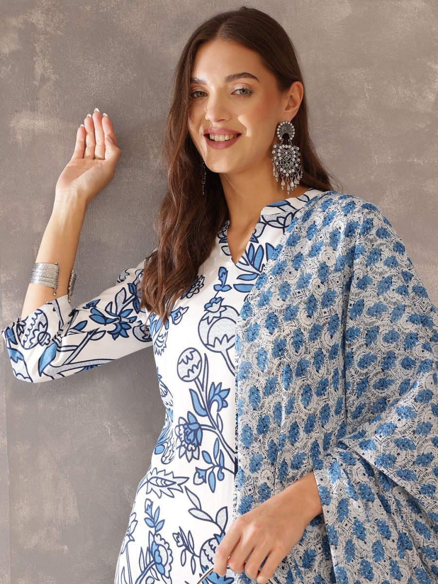 Anouk Women Floral Printed Regular Kurta With Trousers & Dupatta - Distacart