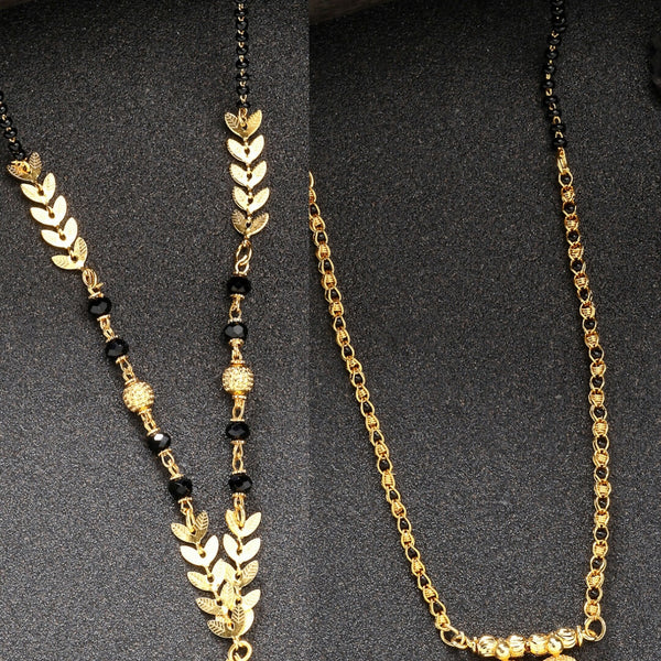 NVR Women's Set of 2 Gold-Polished Black Beaded Mangalsutra - Distacart