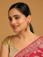 Thumbnail for Nuyug 22K Gold-Plated Enamel & Beaded Dome Shaped Jhumka Earrings