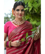 Thumbnail for Preksha Creation Designer Women Banarasi Soft Silk Saree - Pink - Distacart