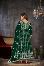 Thumbnail for Jyoti Fashion Women's Green Net Embroidered Anarkali Kurta Pant Set With Dupatta - Distacart