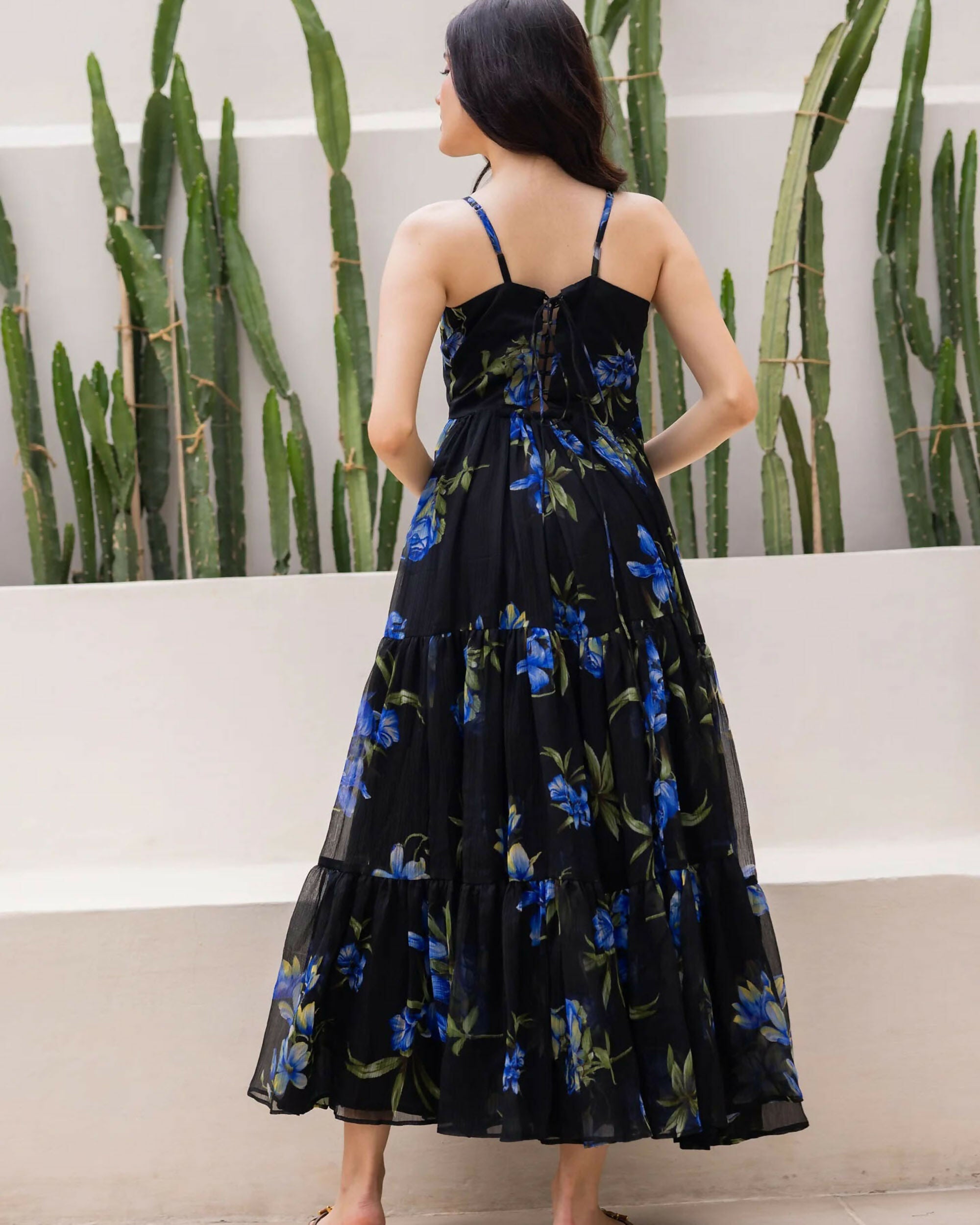 Aayaa Designer crape hand work Multi indo western - Black