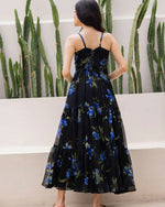 Thumbnail for Aayaa Designer crape hand work Multi indo western - Black