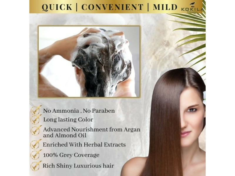 Kokila Organics Hair Color Shampoo With Natural Extracts - Dark Brown