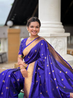 Thumbnail for Vedant Vastram Soft Litchi Silk Paithani Jacquard Saree - Blue - Dista