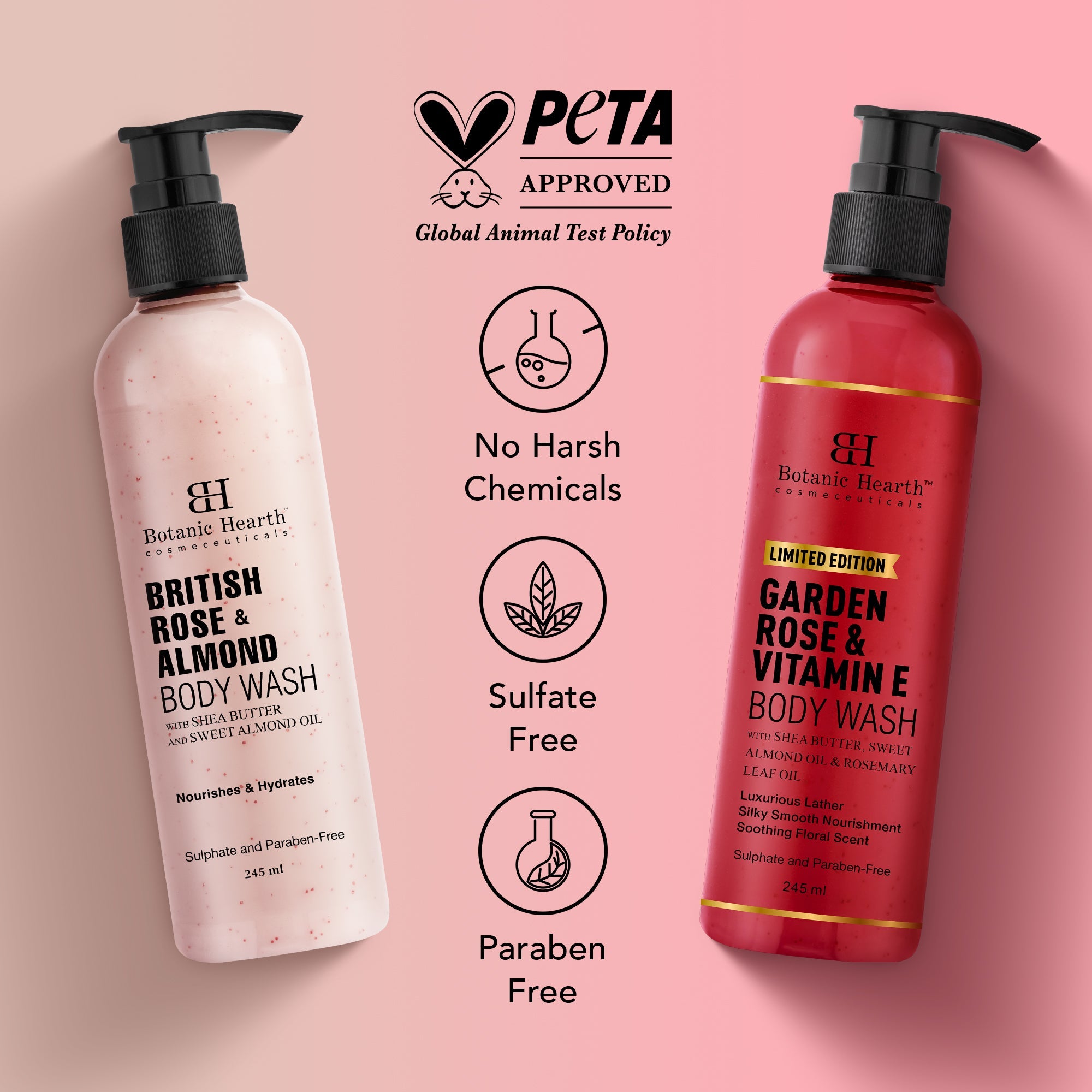 Garden Rose Vitamin E & British Rose Almond Bodywash Set (Pack of 2) - Distacart