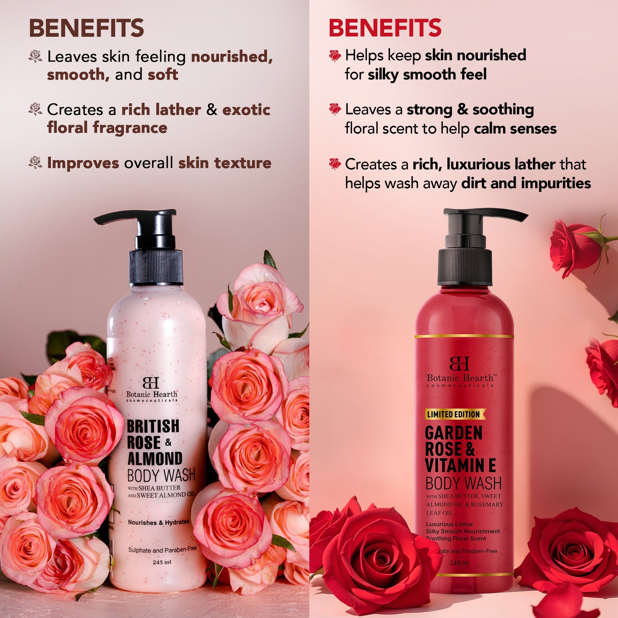 Garden Rose Vitamin E & British Rose Almond Bodywash Set (Pack of 2) - Distacart