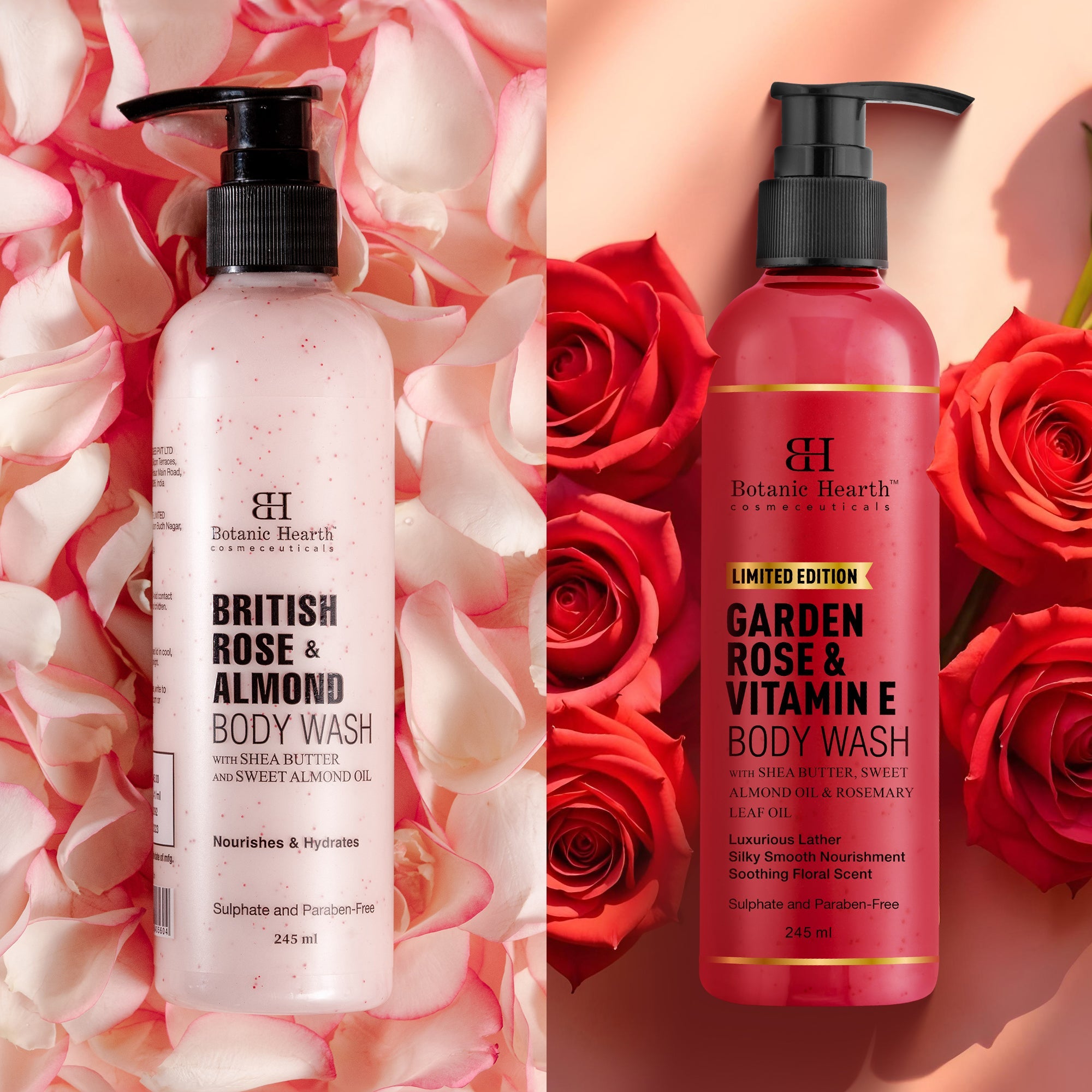 Garden Rose Vitamin E & British Rose Almond Bodywash Set (Pack of 2) - Distacart