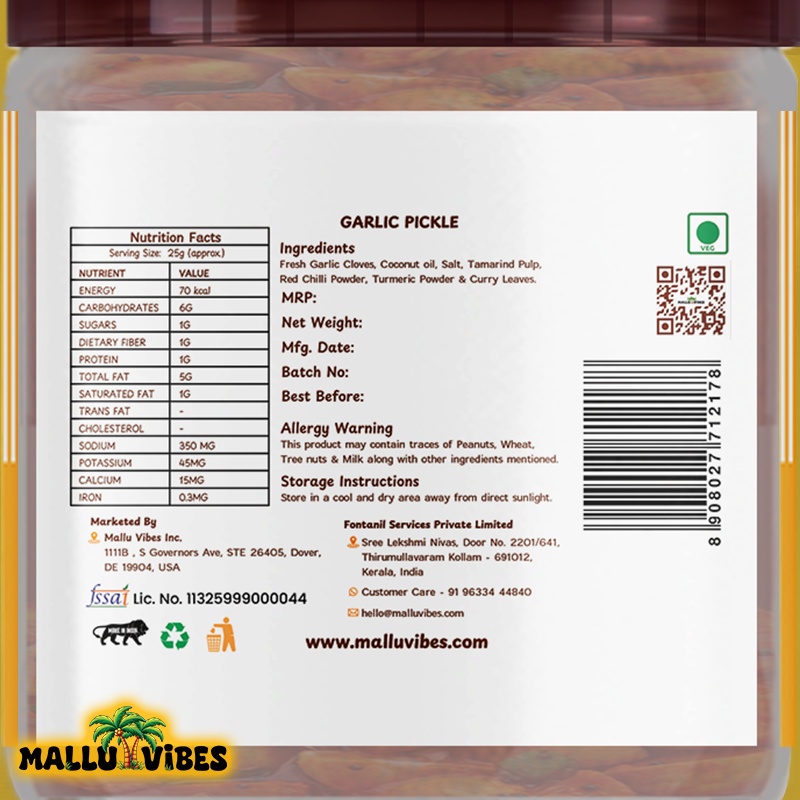 Mallu Vibes Garlic Pickle