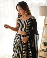 Thumbnail for Joban Fashion Black Lehenga Georgette Coding Dori with Sequence with Rivet Moti