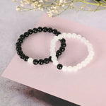 Thumbnail for NVR Men & Women White & Black Marbel Crystal Elasticated Bracelet - Distacart