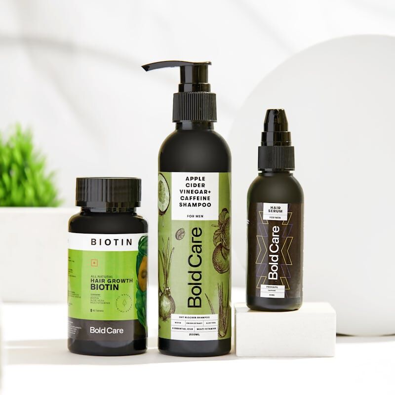 Bold Care DHT Blocker Shampoo + Procapil Serum + Biotin Supplements Combo - Distacart