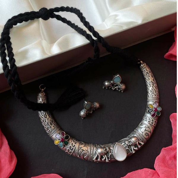Joban Fashion Women Multi Monalisa Stone Oxidized Choker With Earring Set - Distacart