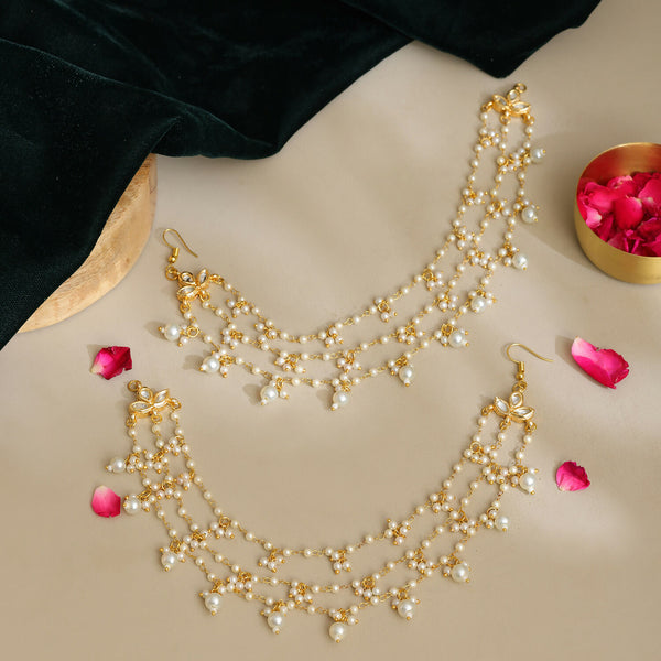 Ruby Raang Gold Pearl Ear Chains (set of 2)