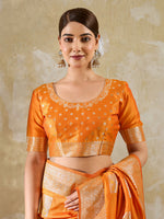 Thumbnail for Shree Shyam Fashion Orange Silk Blend Saree - Distacart