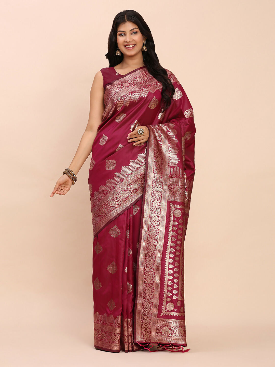 Astita Banarasi Silk Magenta Saree