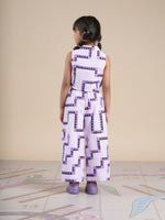 Thumbnail for Snakes and Ladders Girls Purple Table Print Top and Pant Set from Siblings Collection - Distacart