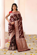 Thumbnail for Joban Fashion Coco Brown Banarasi Soft Pure Handloom Banarasi Silk Saree