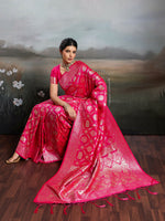 Thumbnail for Shree Shyam Fashion Rani Pink Silk Blend Saree - Distacart